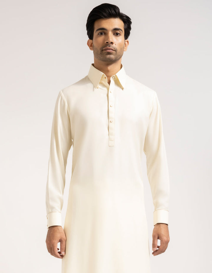 Blended Off White Shalwar Kameez - J. Junaid Jamshed
