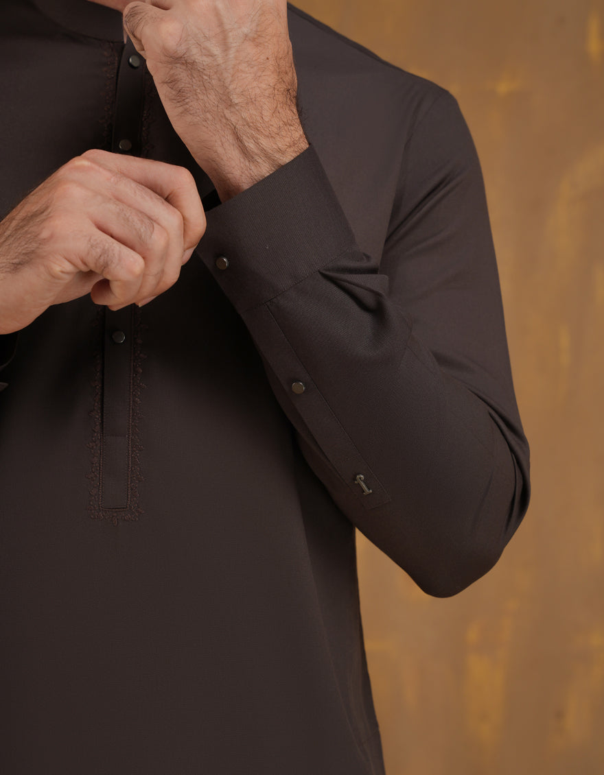 Blended Brown Shalwar Kameez - J. Junaid Jamshed