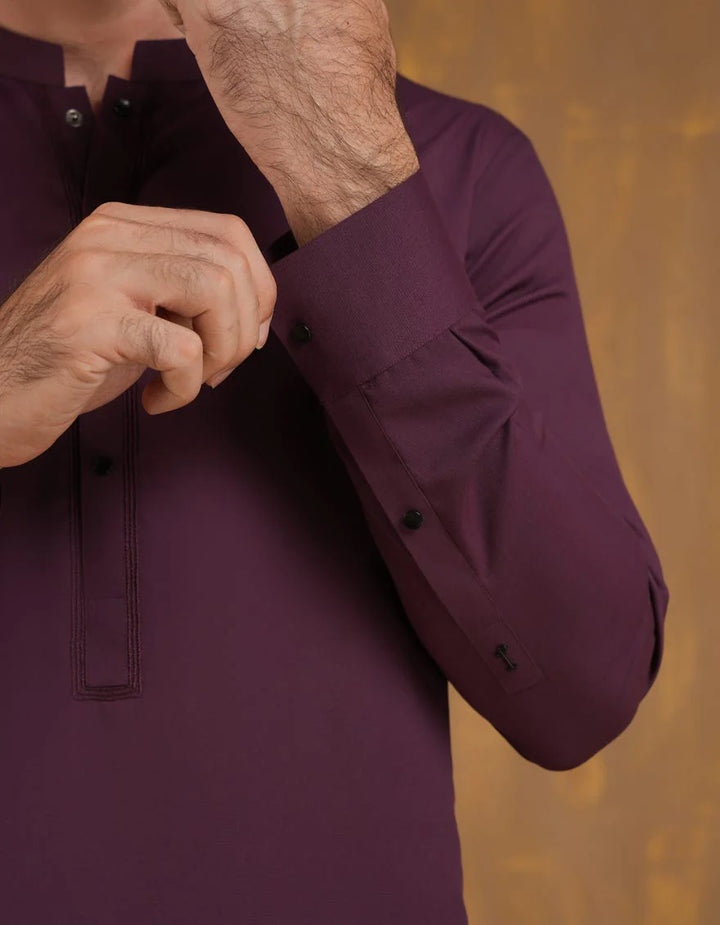 Blended Red Shalwar Kameez - J. Junaid Jamshed