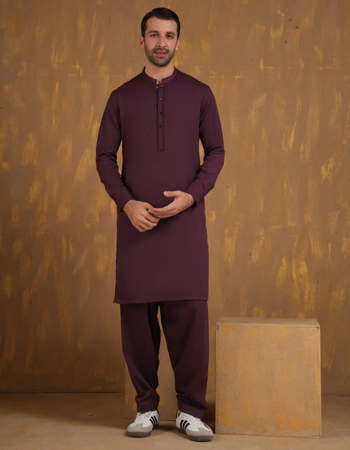 Blended Red Shalwar Kameez - J. Junaid Jamshed