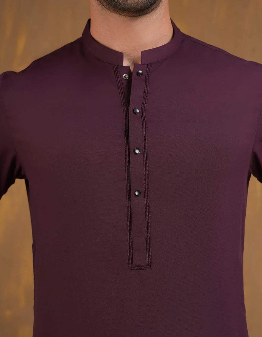 Blended Red Shalwar Kameez - J. Junaid Jamshed