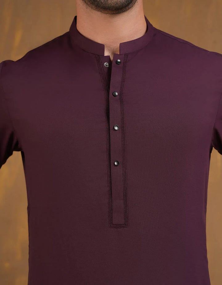 Blended Red Shalwar Kameez - J. Junaid Jamshed