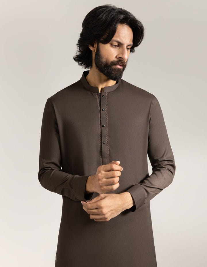Blended Brown Shalwar Kameez - J. Junaid Jamshed
