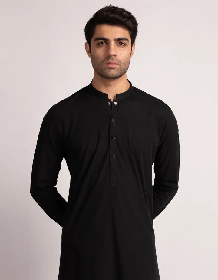 Blended Black Shalwar Kameez  - J. Junaid Jamshed