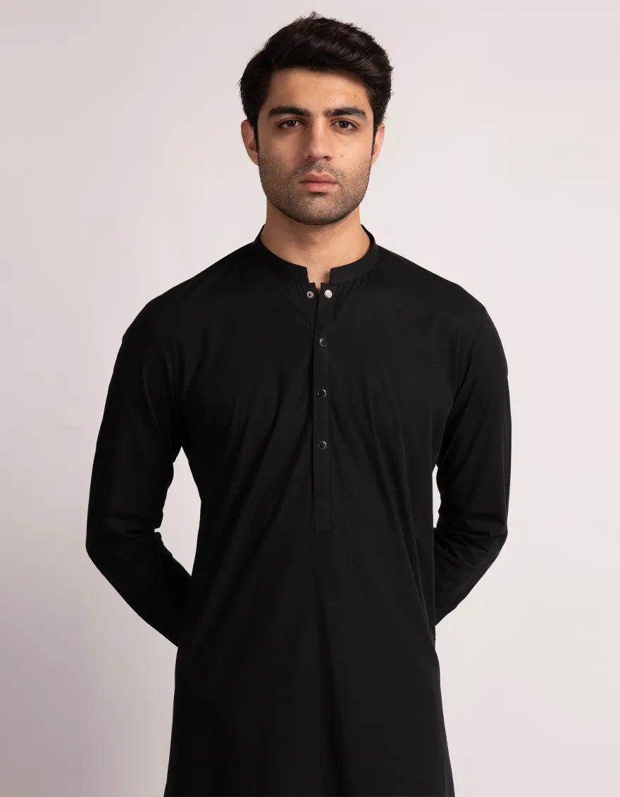 Blended Black Shalwar Kameez - J. Junaid Jamshed