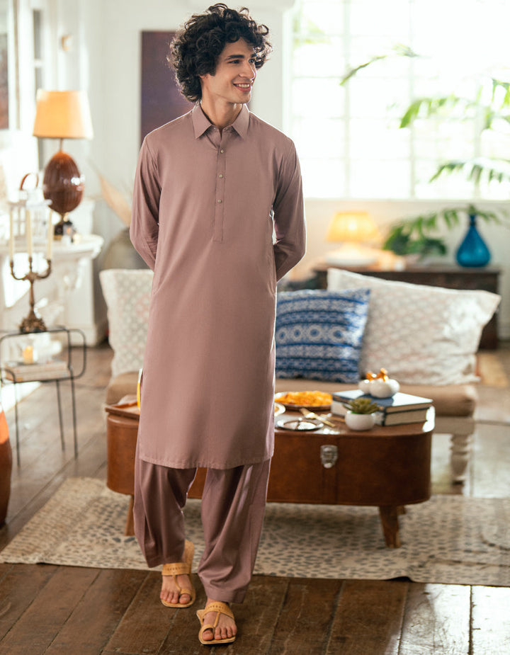Cotton Mauve Shalwar Kameez - J. Junaid Jamshed