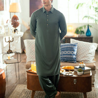 Blended Green Shalwar Kameez - J. Junaid Jamshed