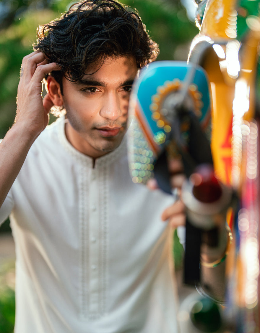 Blended Off White Shalwar Kameez - J. Junaid Jamshed