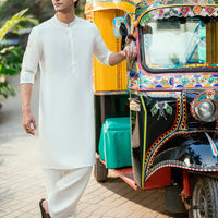 Blended Off White Shalwar Kameez - J. Junaid Jamshed