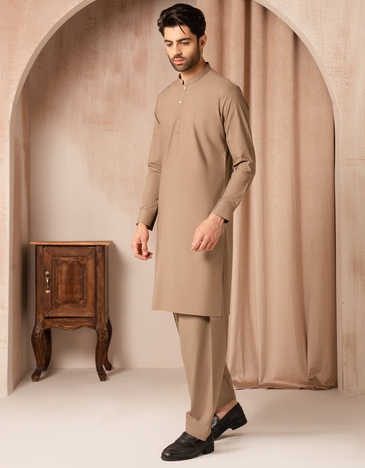 Blended Brown Shalwar Kameez - J. Junaid Jamshed