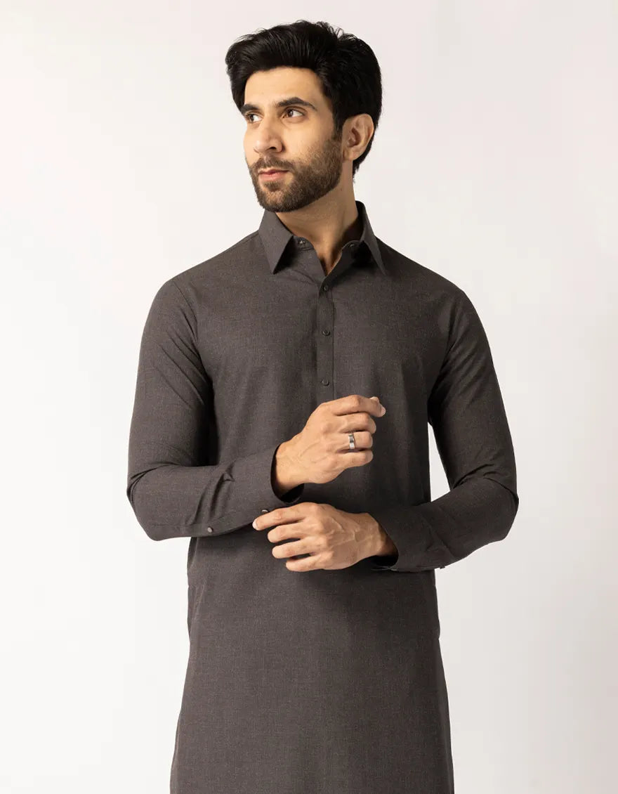 Blended Charcoal Shalwar Kameez - J. Junaid Jamshed