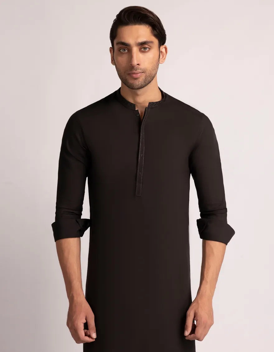 Blended Dark Brown Shalwar Kameez  - J. Junaid Jamshed