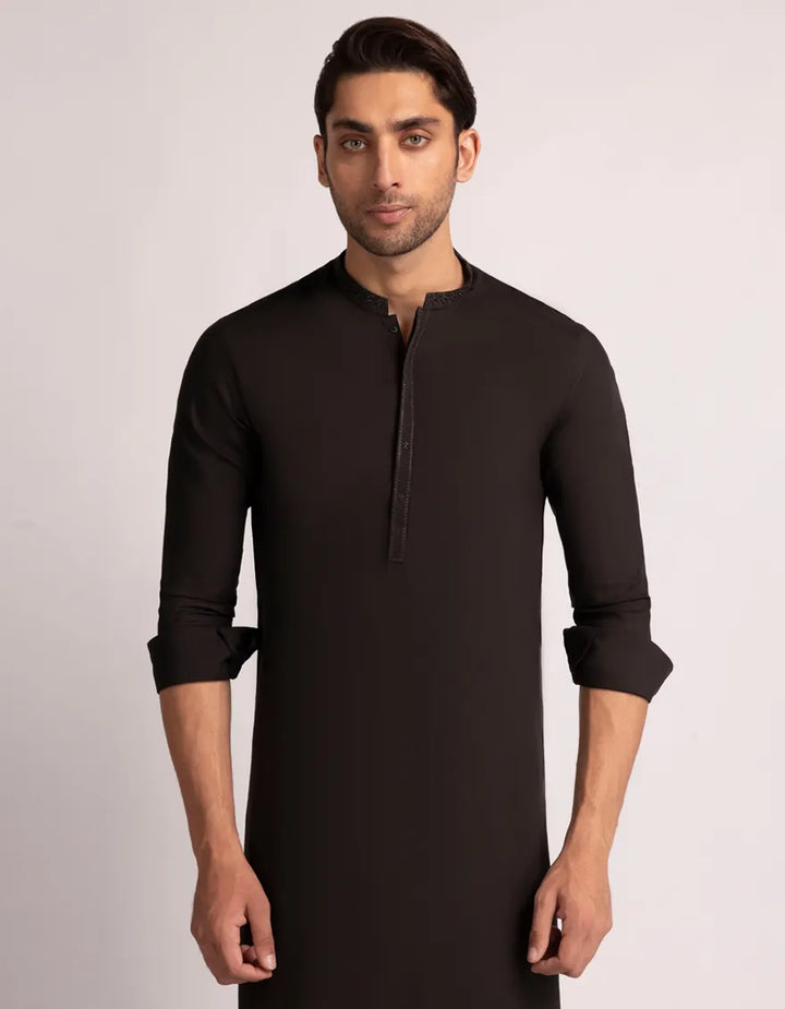 Blended Dark Brown Shalwar Kameez  - J. Junaid Jamshed