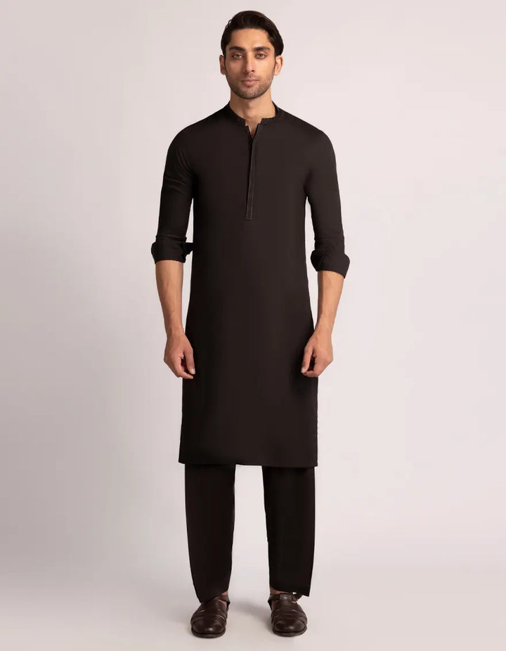 Blended Dark Brown Shalwar Kameez  - J. Junaid Jamshed