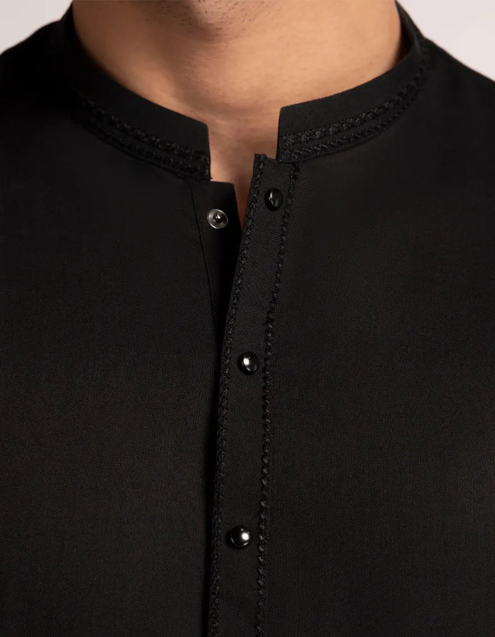 Blended Black Kurta Trouser - J. Junaid Jamshed