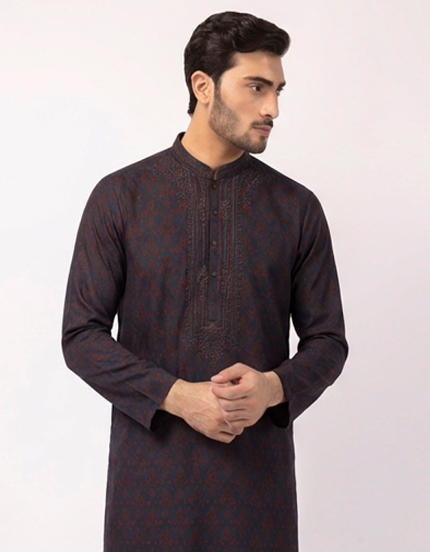 Polyester Blue Special Kurta - J. Junaid Jamshed