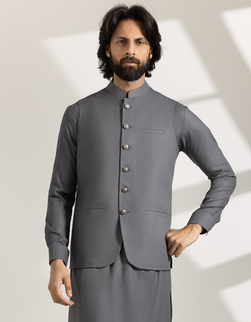 Blended Grey Shalwar Kameez - J. Junaid Jamshed