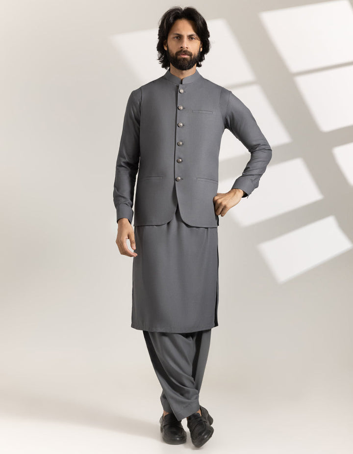 Blended Grey Shalwar Kameez - J. Junaid Jamshed