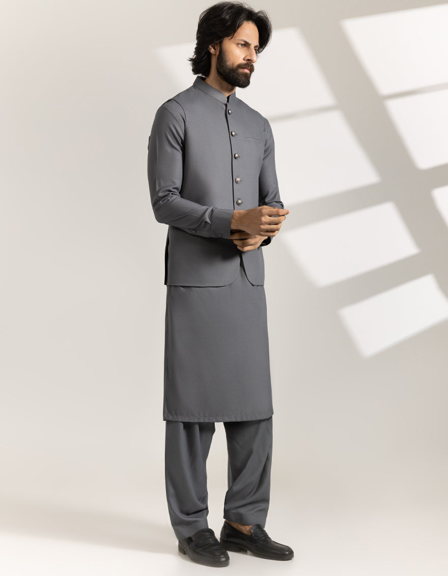 Blended Grey Shalwar Kameez - J. Junaid Jamshed