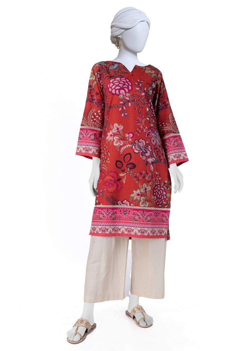 Khaddar Orange Kurti - J. Junaid Jamshed