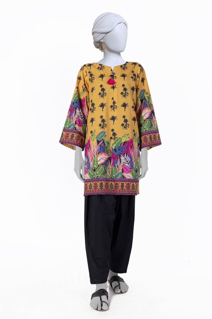 Khaddar Yellow Kurti - J. Junaid Jamshed