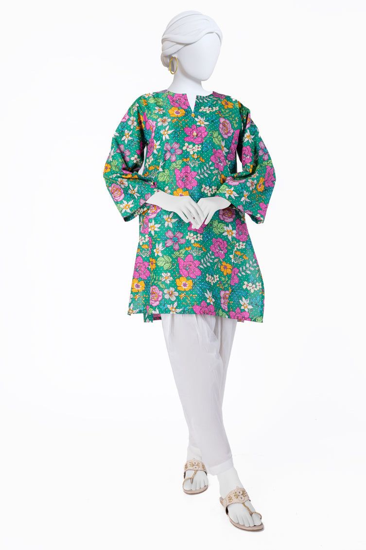 Cambric Green Kurti - J. Junaid Jamshed