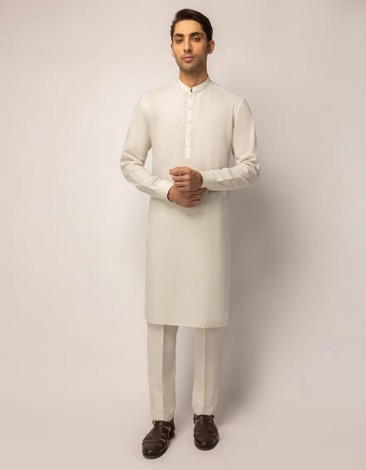Polyester Smoke Grey Unstitched Suit - J. Junaid Jamshed