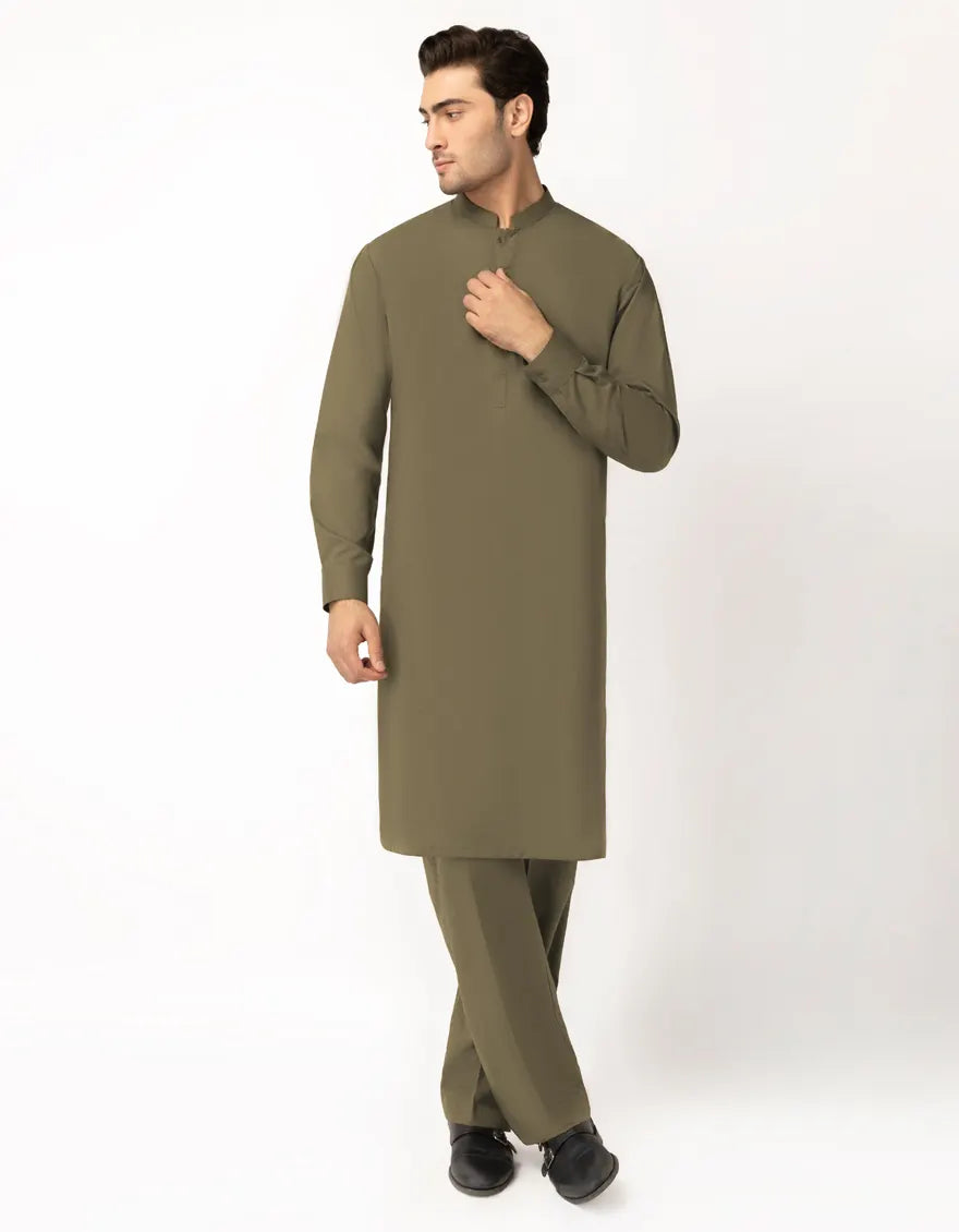 Blended Brown Unstitched Suit - J. Junaid Jamshed