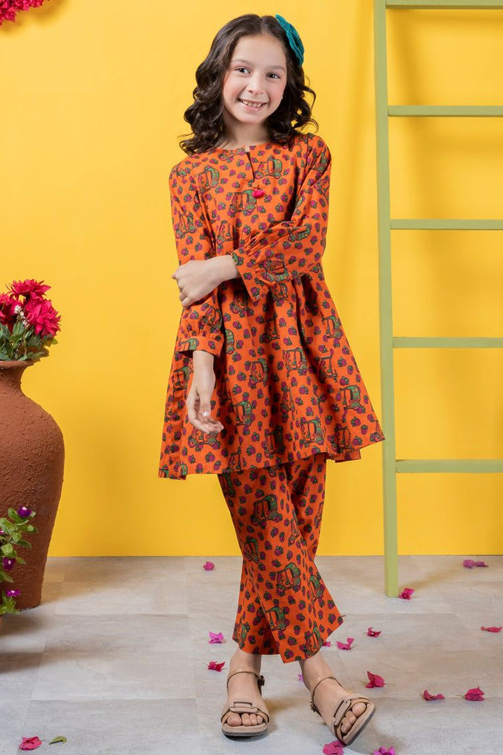 Lawn Orange Stitched Suit - J. Junaid Jamshed