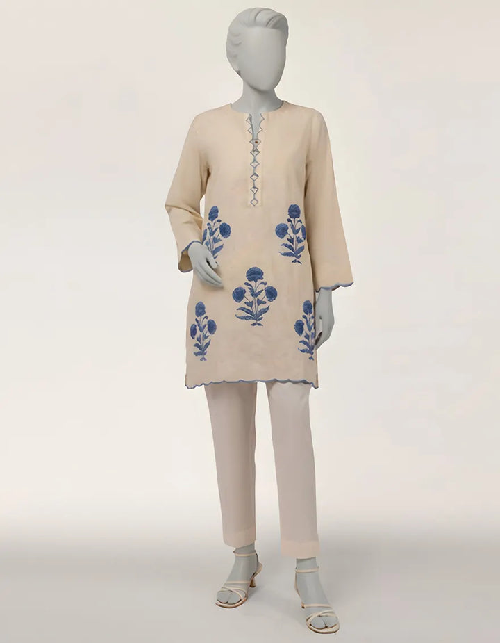Dobby Off White Kurti - J. Junaid Jamshed
