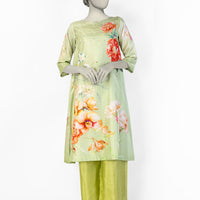 Silk Green Stitched Suit - J. Junaid Jamshed
