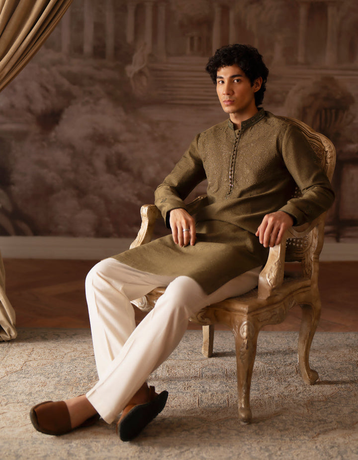 Blended Green Special Kurta - J. Junaid Jamshed