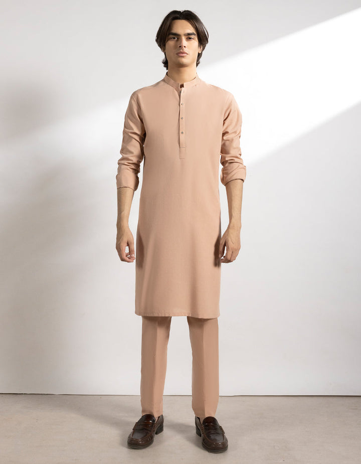 Polyester Peach Kurta Trouser - J. Junaid Jamshed