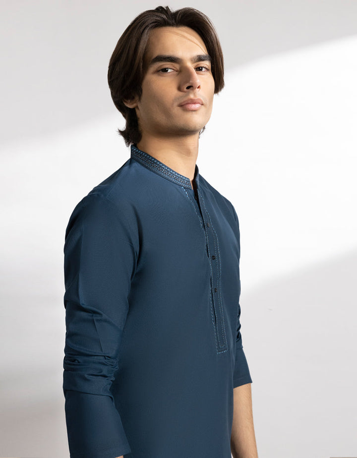 Blended Blue Kurta Trouser - J. Junaid Jamshed