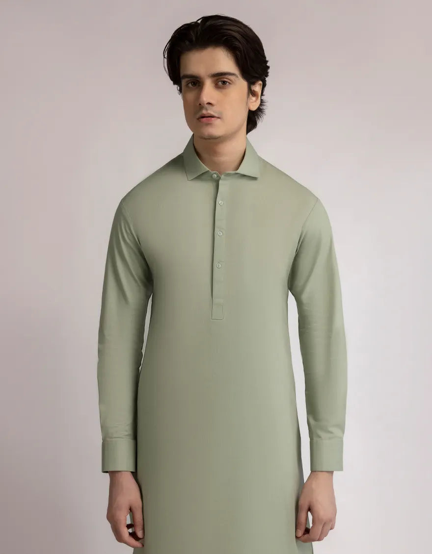 Cotton Light Green Shalwar Kameez - J. Junaid Jamshed