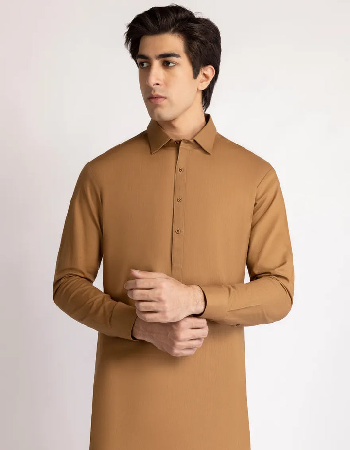 Cotton Brown Shalwar Kameez - J. Junaid Jamshed