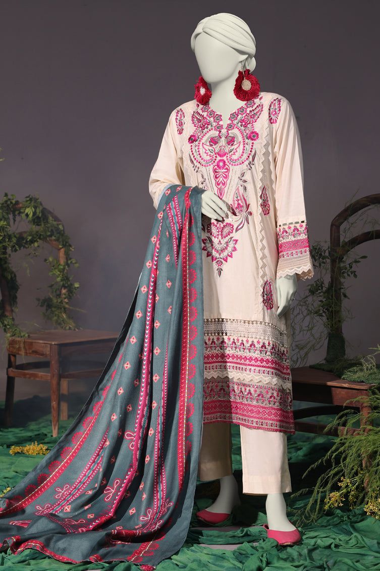 Cambric Off White Stitched Suit - J. Junaid Jamshed