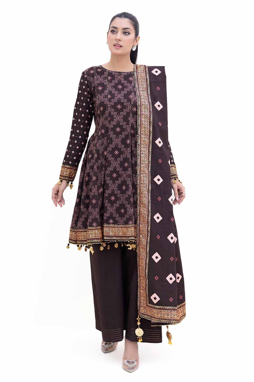 Khaddar Black Unstitched Suit - Gul Ahmed
