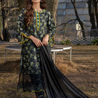 Printed Lawn Black Stitched Suit - Khas