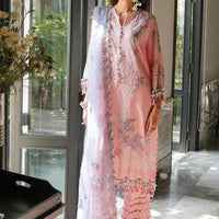 Embroidered Schiffli Lawn Pink Stitched Suit - Sana Safinaz