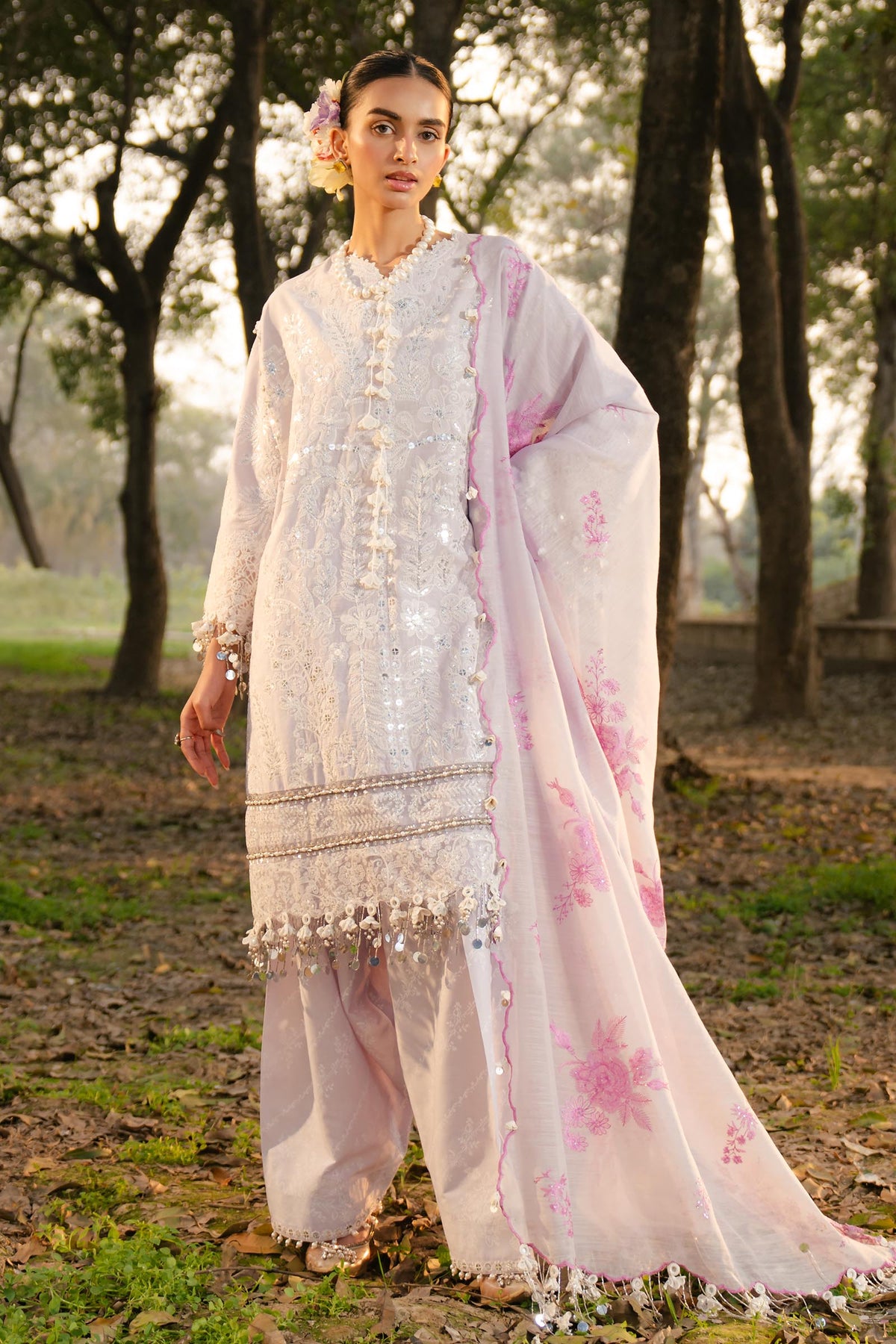Light Purple Luxury Lawn Stitched Suit - Sana Safinaz