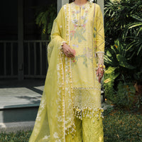Embroidered Slub Lawn Yellow Stitched Suit - Sana Safinaz