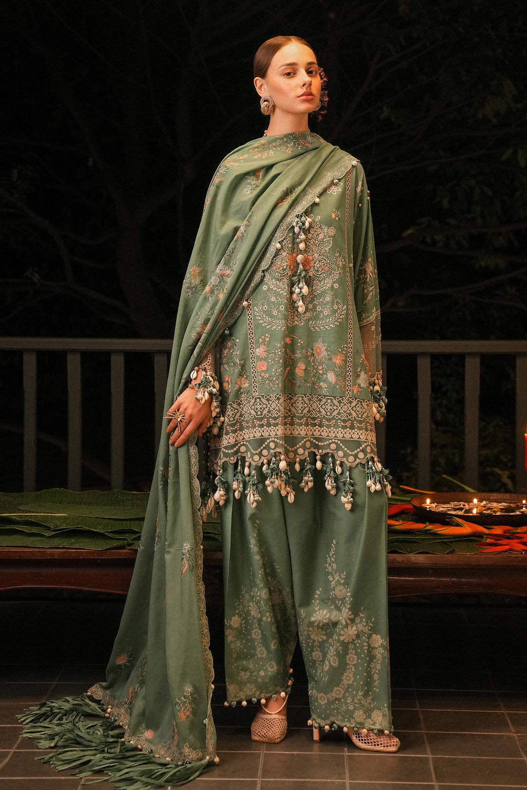 Green Luxury Lawn Stitched Suit - Sana Safinaz