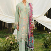 Embroidered Slub Lawn Light Green Stitched Suit - Sana Safinaz