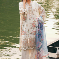 Embroidered Slub Lawn Cream Stitched Suit - Sana Safinaz