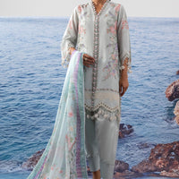 Lawn Light Blue Stitched Suit - Sana Safinaz Muzlin Stitched