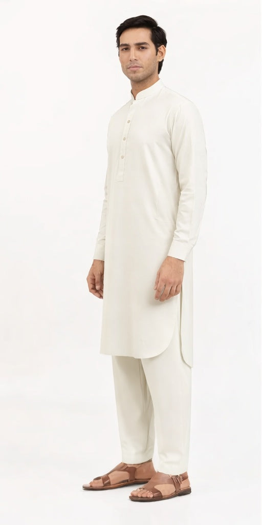 Blended Off White Kurta Trouser - President by Gul Ahmed