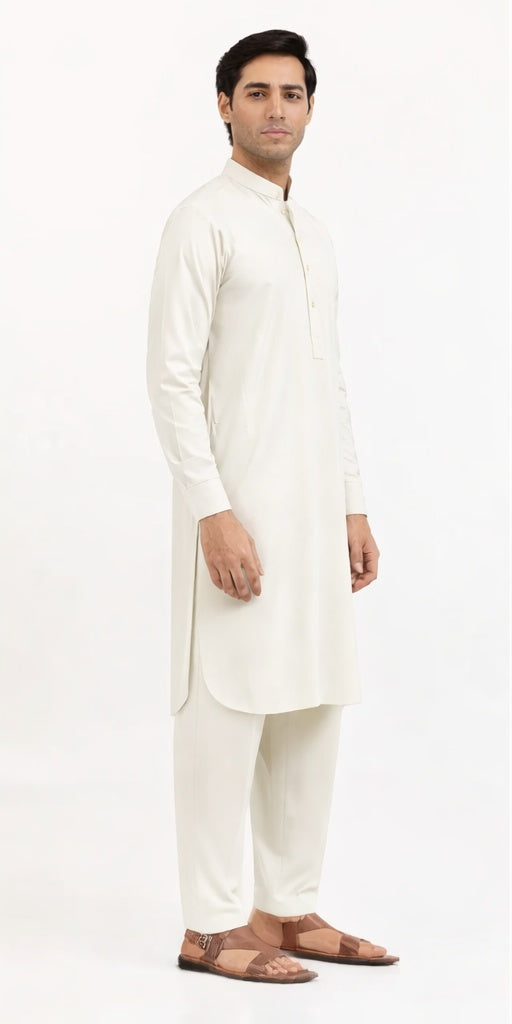 Blended Off White Kurta Trouser - President by Gul Ahmed