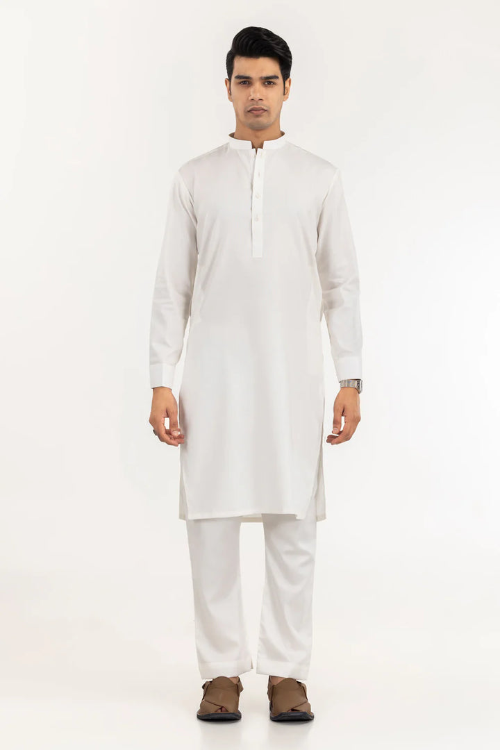 Blended Off White Kurta Trouser - President by Gul Ahmed