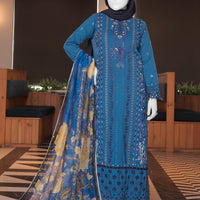 Twisted Fabric Royal Blue Stitched Suit - J. Junaid Jamshed